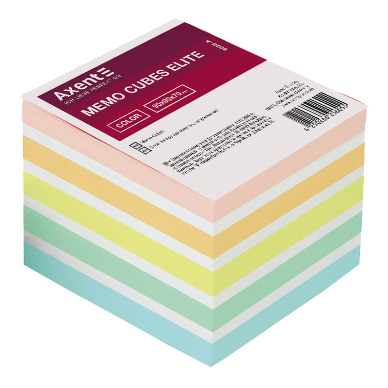 Папір для нотаток Axent Elite “Color” 8028-A 90х90х70 мм, непроклеєний